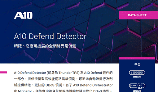 A10 Defend Detector-精確、高度可擴展的全網路異常偵測