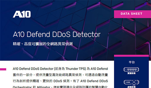 A10 Defend Detector-精確、高度可擴展的全網路異常偵測