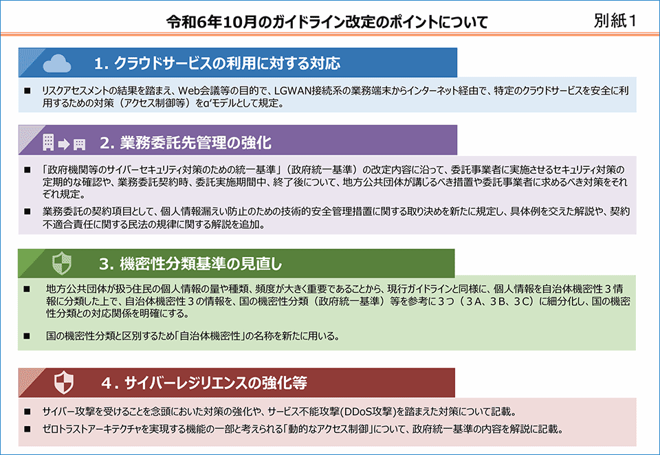 総務省:別紙1「地方公共団体における情報セキュリティポリシーに関するガイドライン」等の改定について